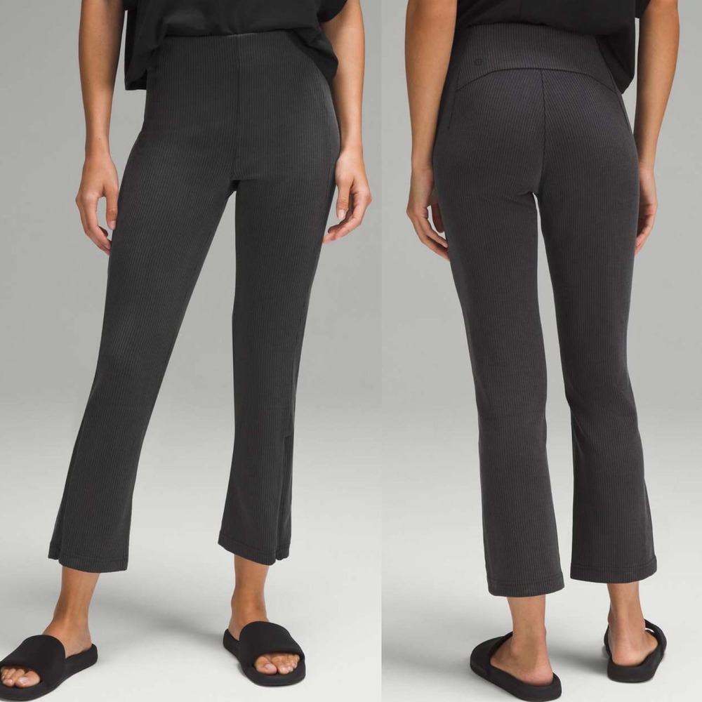 Lululemon Softstreme Ribbed Zip Leg High Rise Pants Womens Size 0 Black NEW‎ NWT